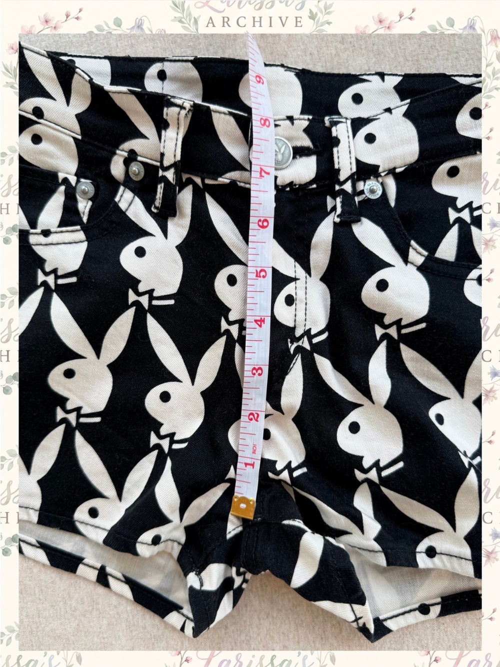 Hysteric Glamour x Playboy | Vintage 2012 Monogram Denim Shorts | JP S (XXS) - Picture 7 of 16